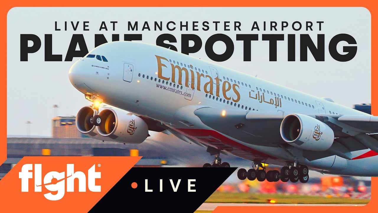 Manchester Airport LIVE (EGCC) 🧡 A380, PIA 777 & Heavy Jets &ndash; Sunset &rarr; Night