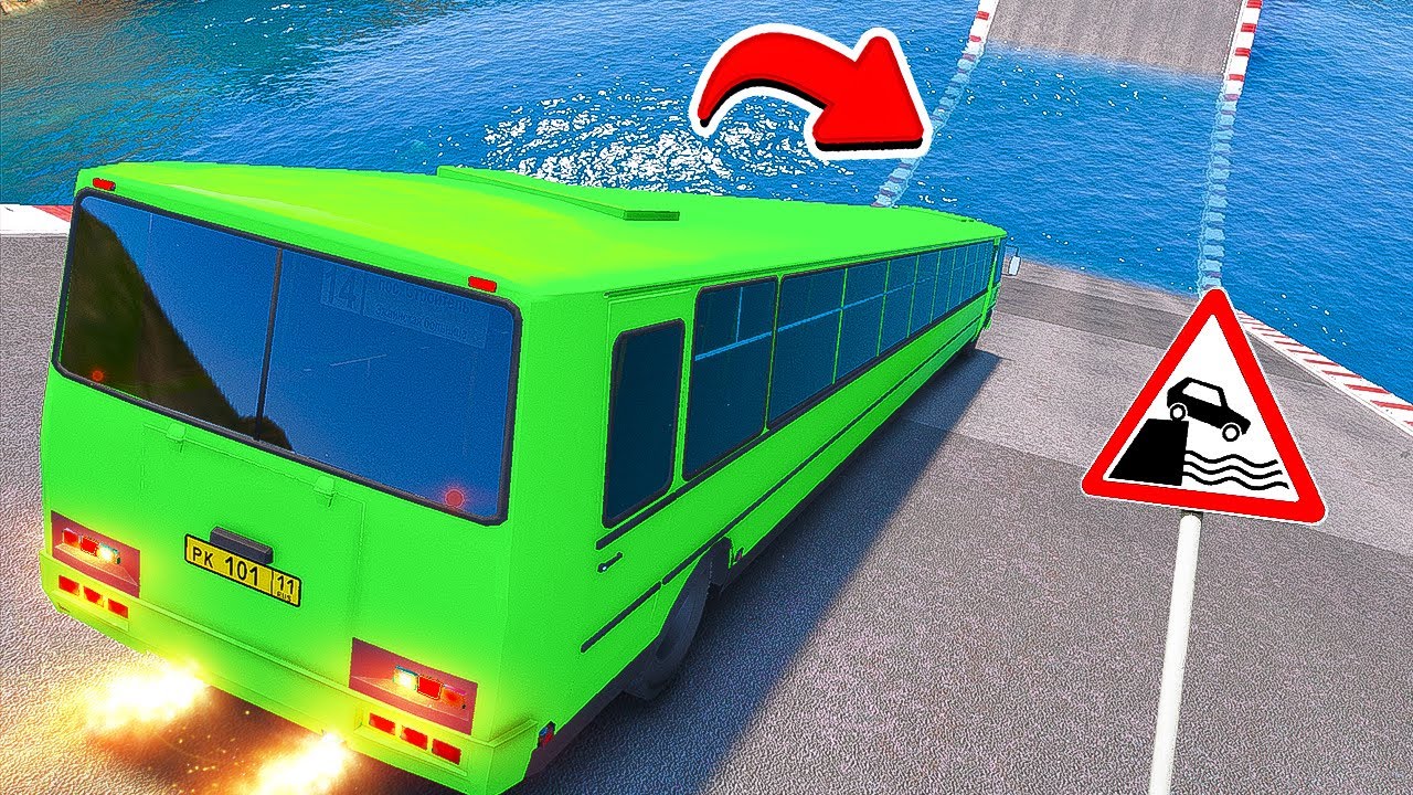 СМОЖЕТ ЛИ ДЛИННЫЙ АВТОБУС ПАЗИК ПРОЕХАТЬ БОЛЬШУЮ ЛУЖУ В ГТА 5 МОДЫ! ЭКСПЕРИМЕНТЫ В GTA 5 ВИДЕО MODS