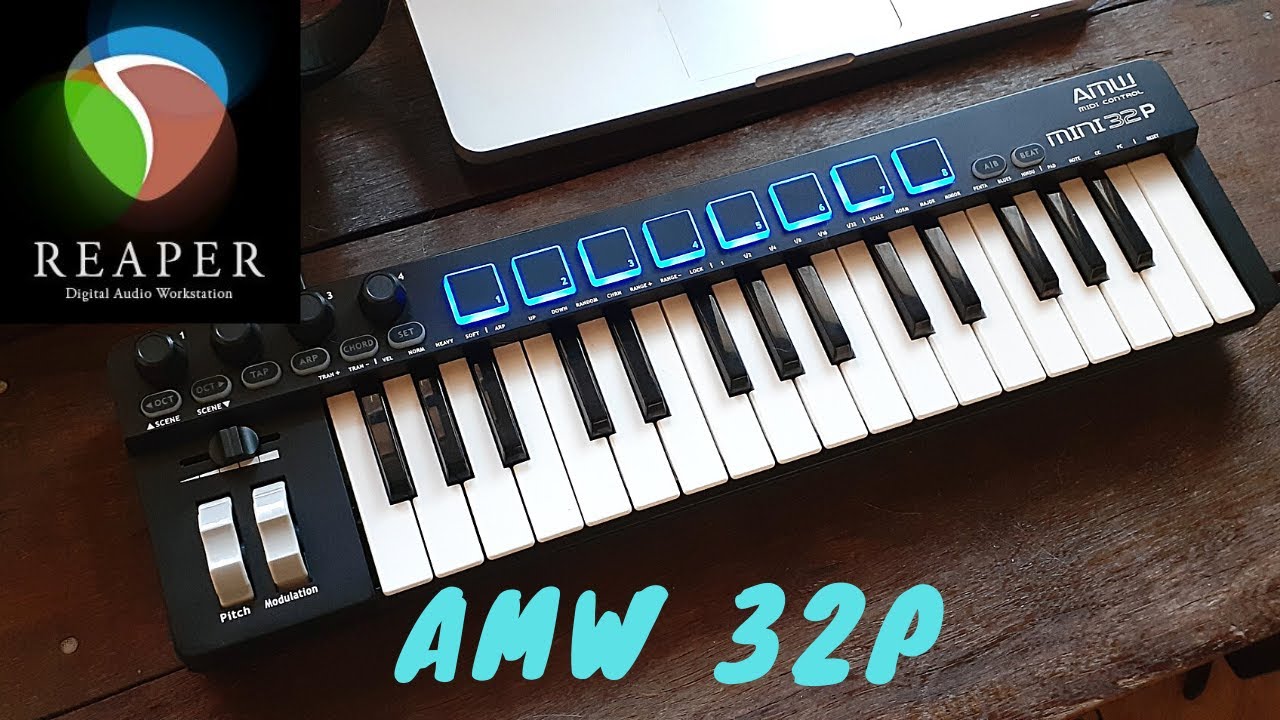 Amw mini 32p no REAPER | Controlador midi: configurações, knobs, pads e teclas