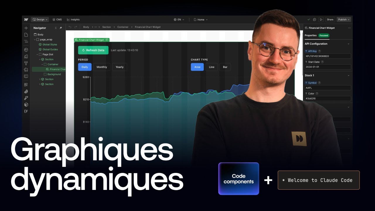 Graphiques dynamiques avec Webflow Code Components et Claude AI