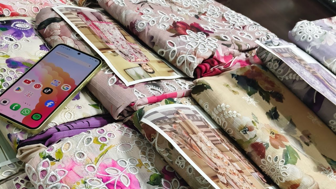 JOHRA❤️EID COLLECTION FLORAL❣️ CHIKANKARI SHIRTS WITH BAMBER CHIFFON DUPATTA DYED TROUSERS