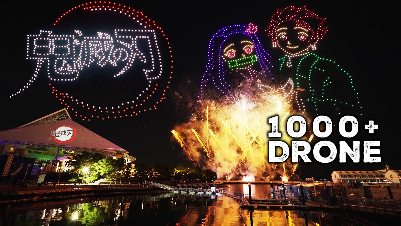 Demon Slayer Drone Show 鬼滅の刃 ドローンショー🐬横浜 八景島シーパラダイス | Kimetsu no Yaiba in Yokohama Hakkeijima【8K⇒4K】