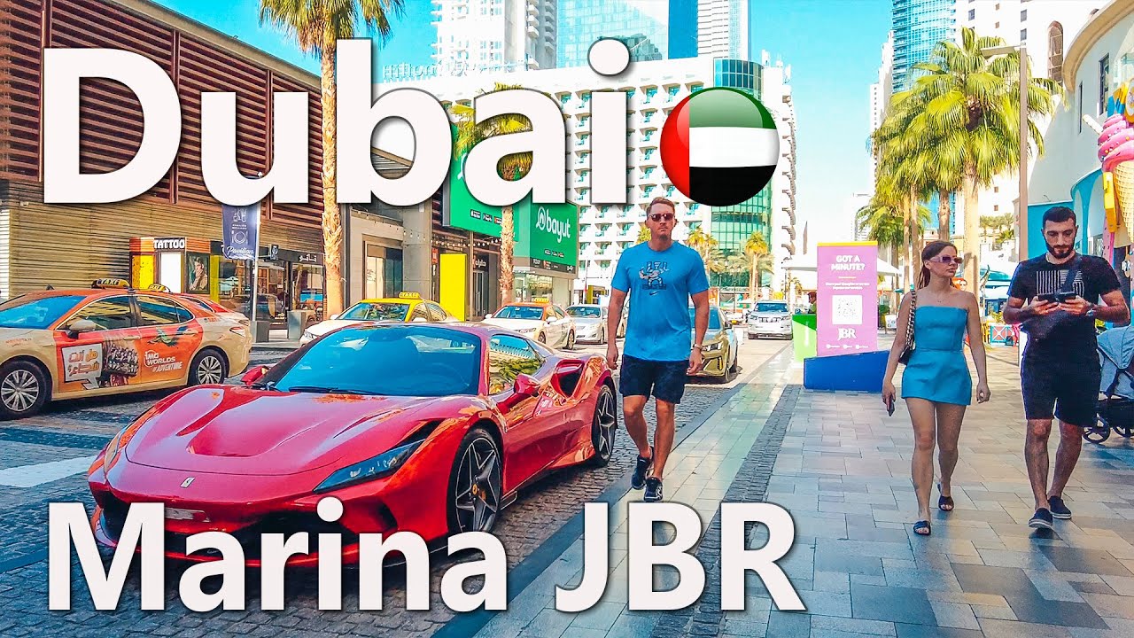 Dubai Marina and JBR Downtown Beautiful Day Walking Tour 4K🇦🇪