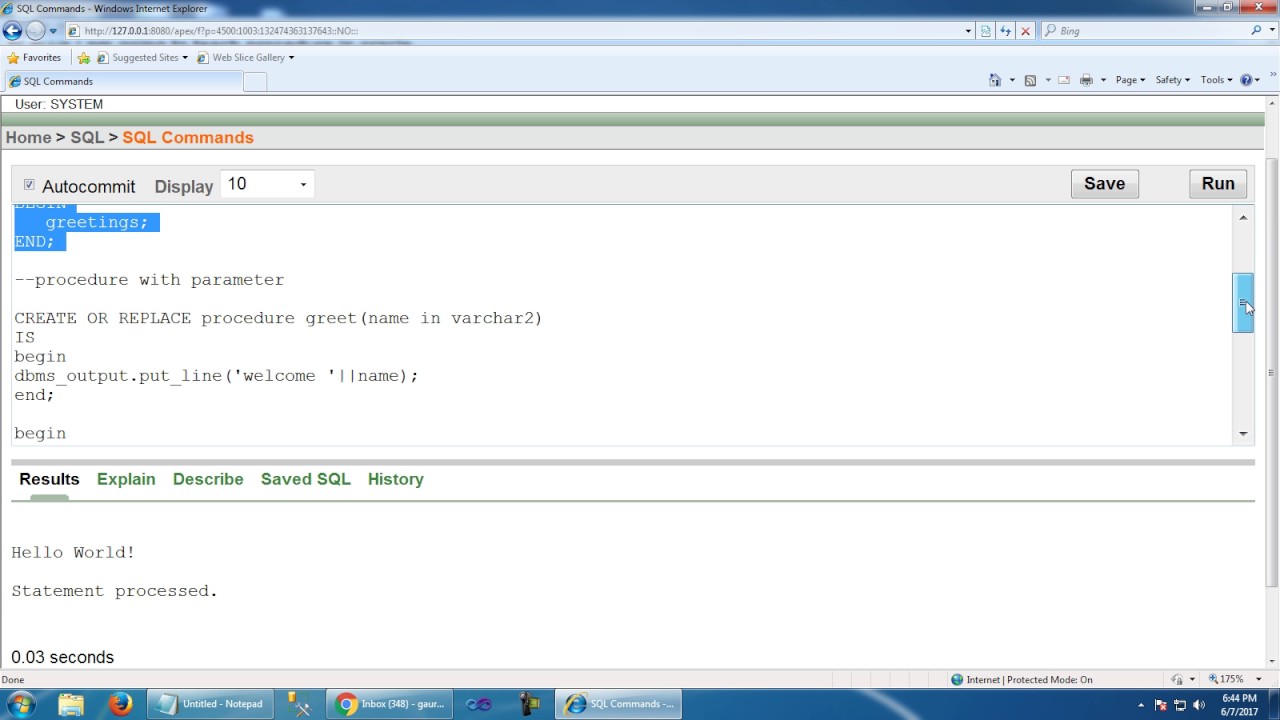 procedure in oracle