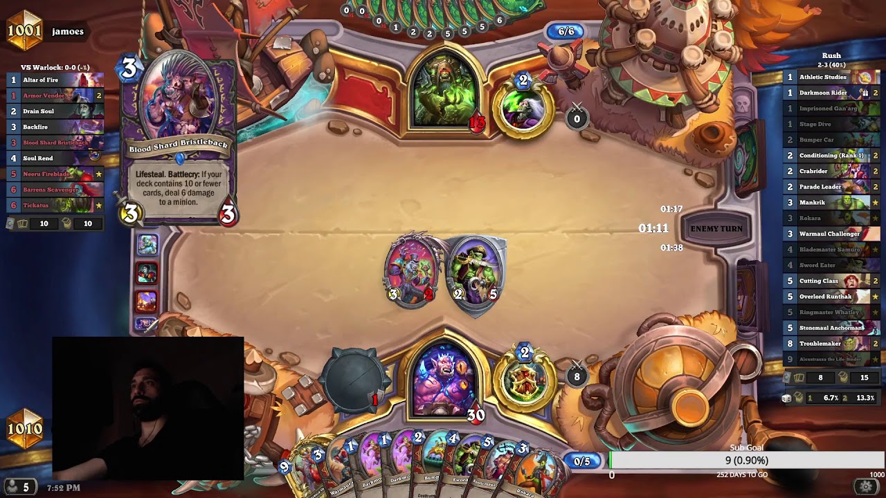 [Hearthstone Rush Warrior] Top 1000 Legend Climb