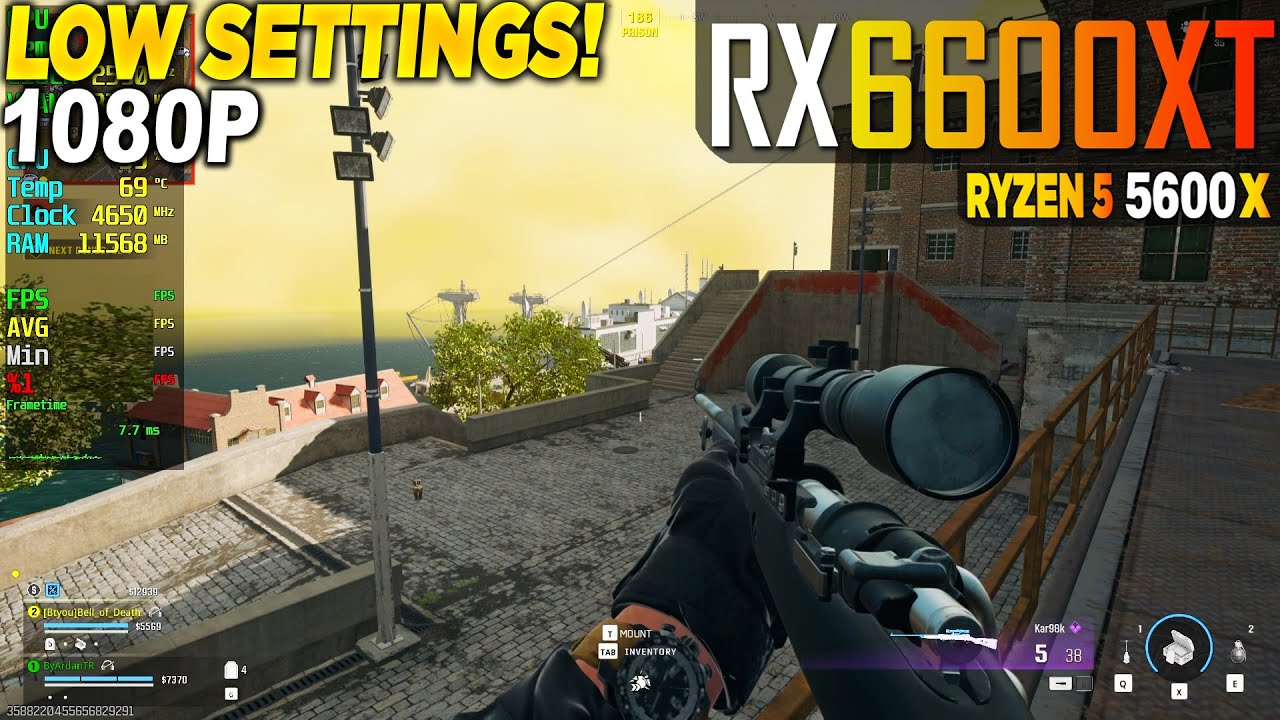 Warzone RX 6600 XT + Ryzen 5 5600x - 1080p Very Low,