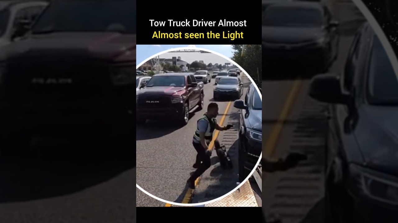 Tow driver almost sees the light #shorts #automobile  #youtubeshorts #cctv