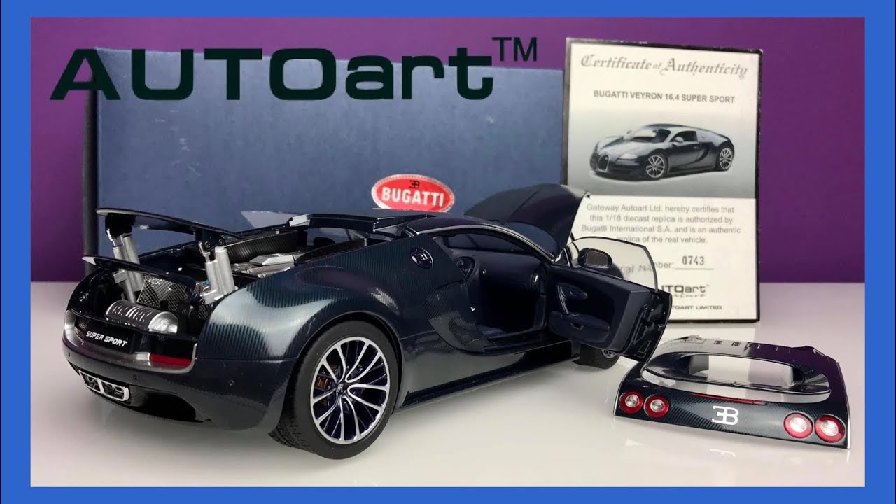 1:18 Bugatti Veyron Super Sport Dark Blue - Autoart Signature (Unboxing & detailed video)