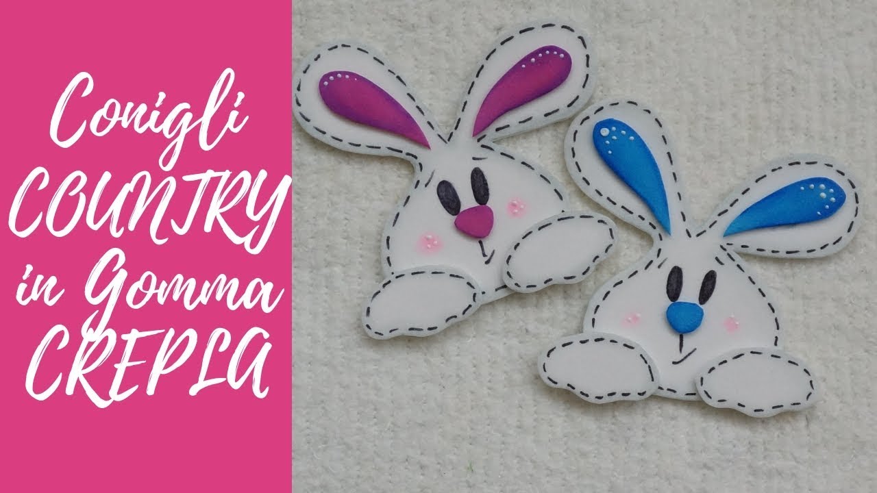 Tutorial: Conigli Country Pasquali in Gomma Crepla (ENG SUBS - DIY fommy country&easter bunnies)