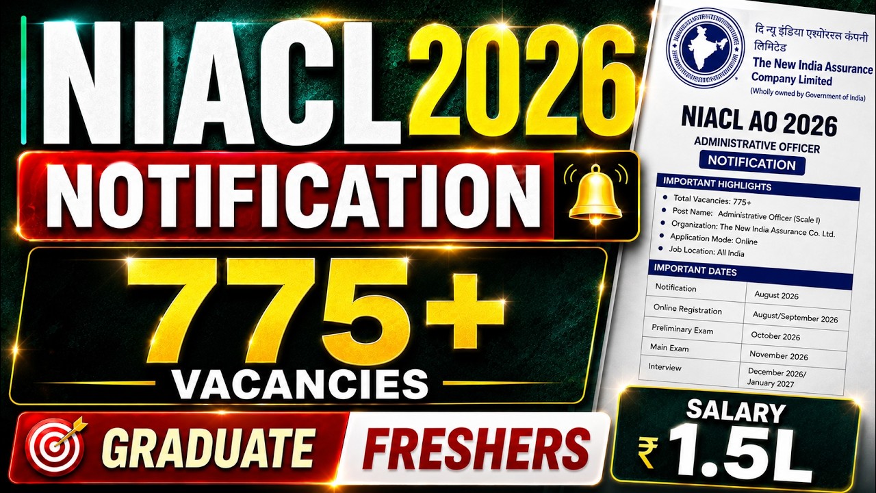 🚨NIACL AO Notification 2026 😱 1.5L Salary | Freshers Graduate Eligible | Permanent Govt Job | Best