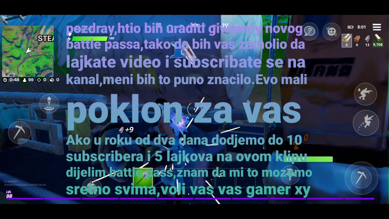 Fortnite*free battle pass*mozemo li skupiti 10 sabova?za dva dana,i onda veliki poklon za vas🙂
