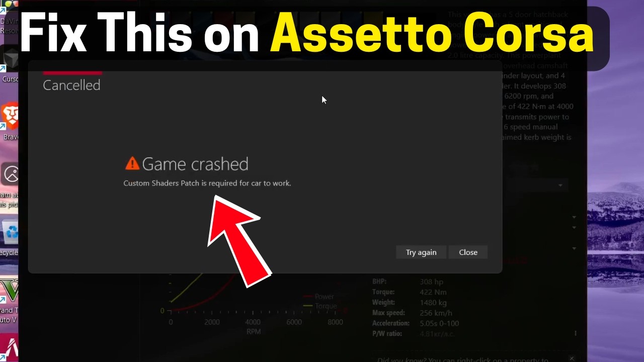 Для корректной работы автомобиля в Assetto Corsa требуется патч Fix Custom Shaders Patch.