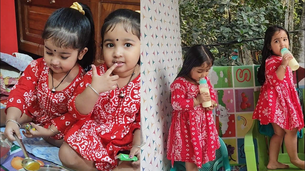শ্রীণিকা শ্রীনীজার দুপুর বেলা কেমন করে কাটে 😊#twin #shrinika #shrinija #vlog #Bengali vlog 