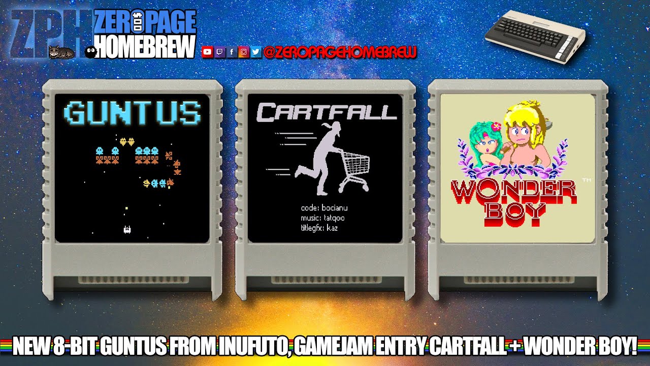 Guntus (A8), Cartfall (A8), Wonder Boy (A8): Atari 8-Bit Homebrew