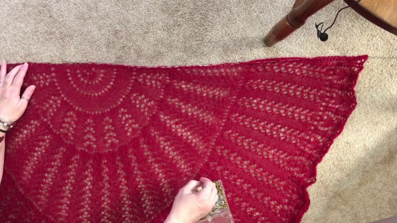 Blocking the Knitted Half Pi Shawl 