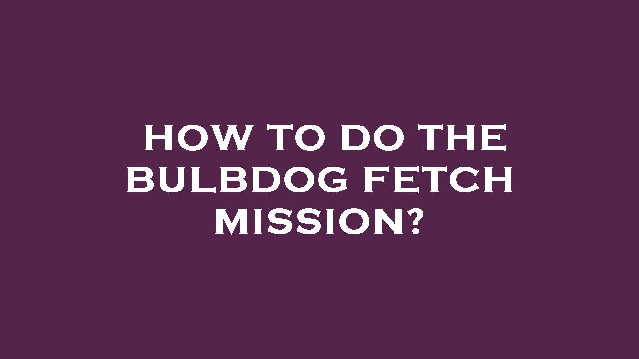 How to do the bulbdog fetch mission?