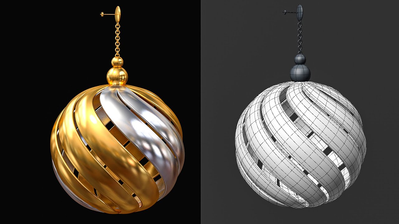 How to create Earring jewelry for Beginners using Cinema 4D modeling, material, lights, render