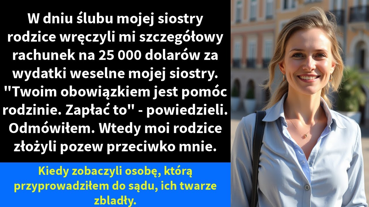 W dniu ślubu mojej siostry rodzice wręczyli mi szczegółowy rachunek na 25 000 dolarów za wydatki