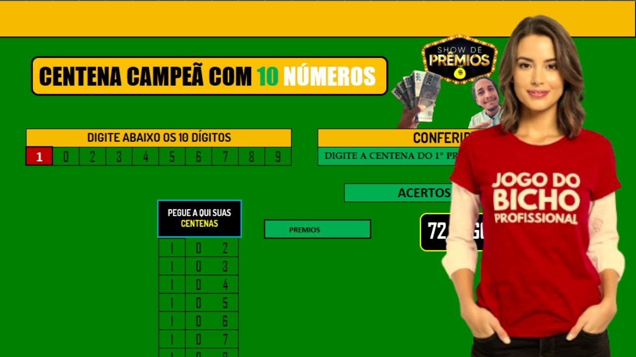 Centena com 10 N&uacute;meros do Jogo Do Bicho Profissional