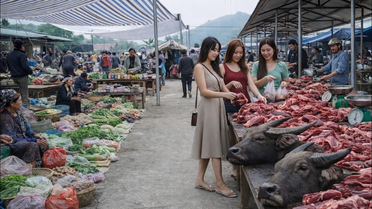 KHÁM PHÁ CHỢ VÙNG CAO - VĨNH YÊN (Lào Cai) | Thịt Trâu Đặc Sản Đầu Năm & Thảo Dược Quý Hiếm Tây Bắc