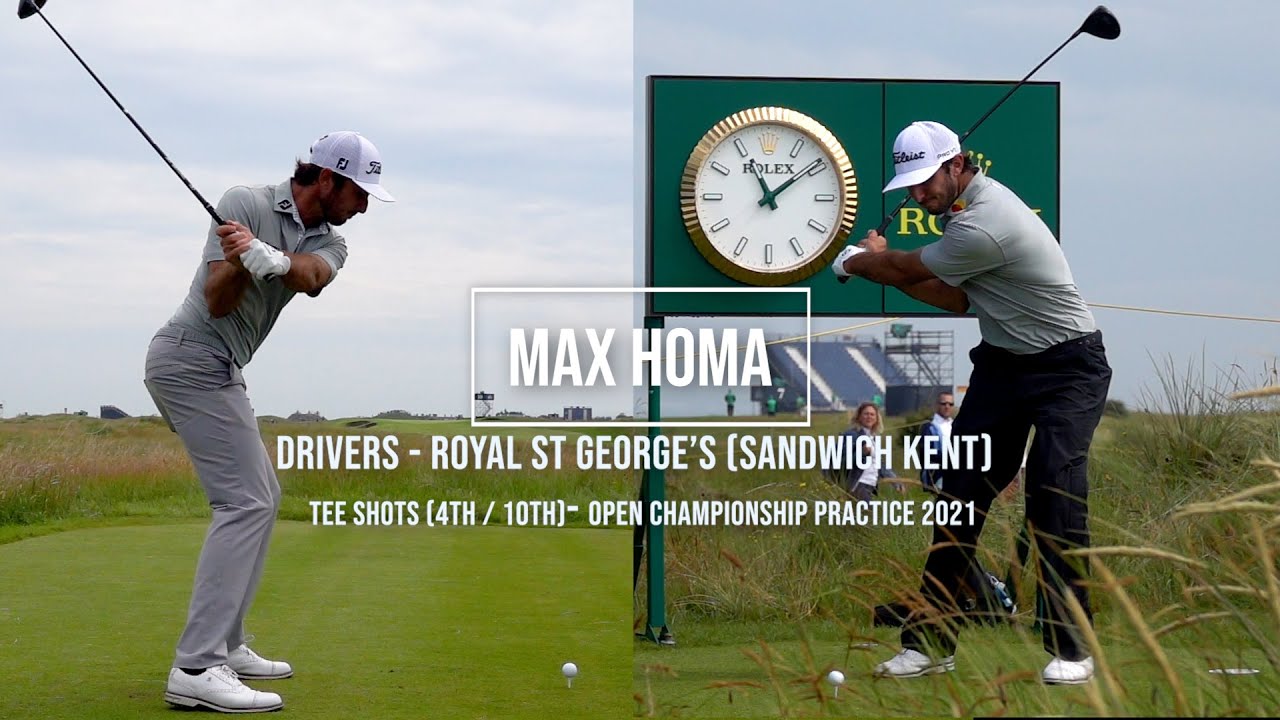 Max Homa Golf Swing Drivers (DTL & front views) at Royal St George's (Sandwich) July, 2021.