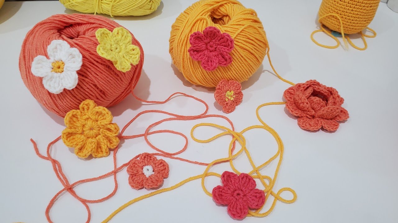 Crochet small flowers. Simple crochet floral motifs #crochet #flowers #fashion  #diy #amigurumi 