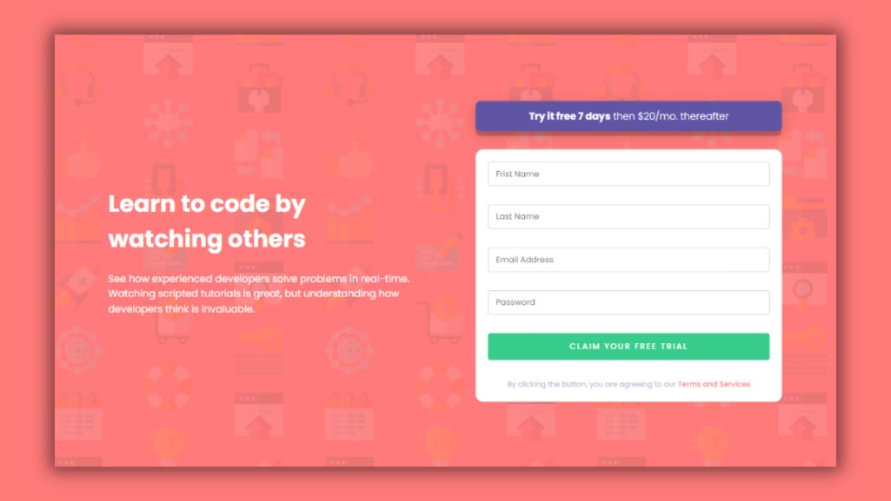 Intro Component with Sign-Up Form || Html, CSS and JavaScript
