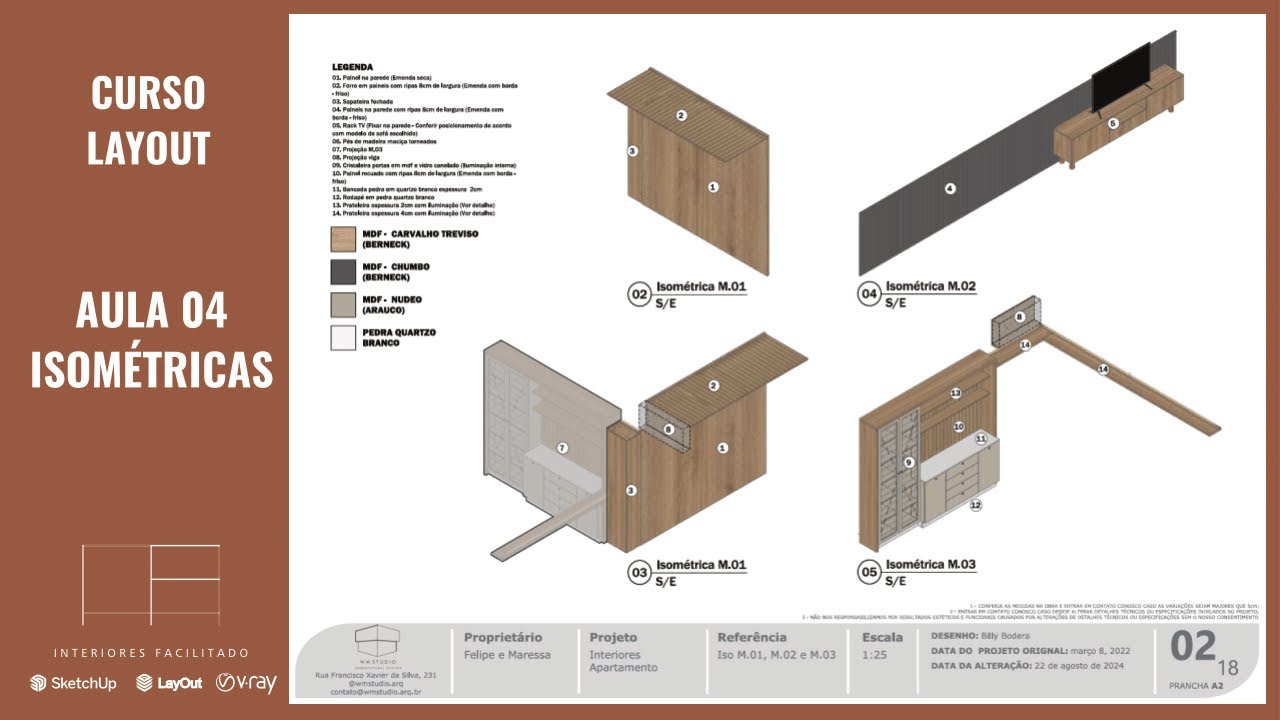 Curso LayOut - Caderno de Marcenaria - Aula 04 - Isométricas