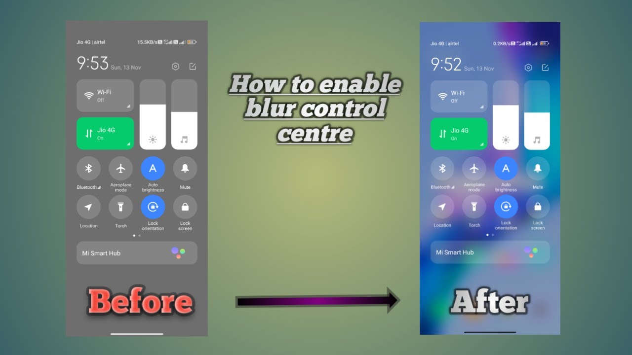 Redmi note 9,Redmi note 9 pro so on. Mobiles me control center blur kaise karen.