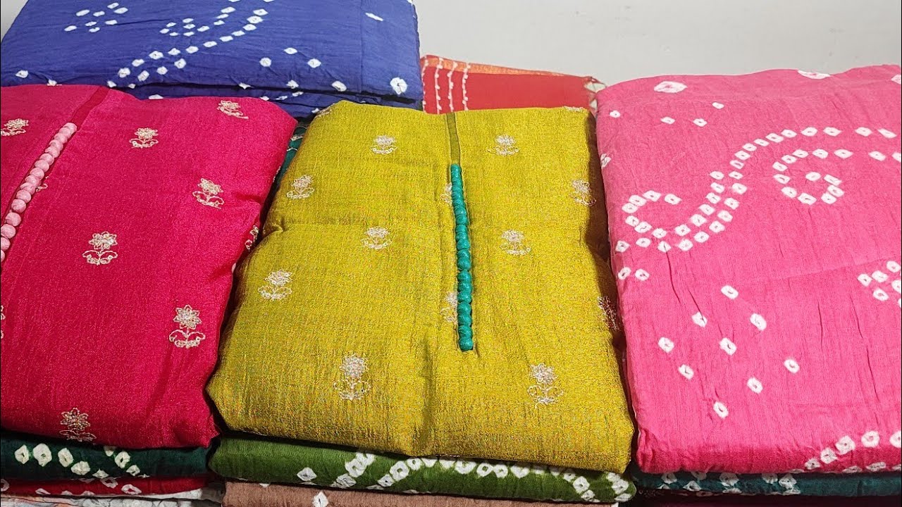 PREMIUM COTTON BANDHANI SET|SEMITUSSAR SILK WITH THREADWORK DESIGNER SAREES|SEMIRAWSILK 
