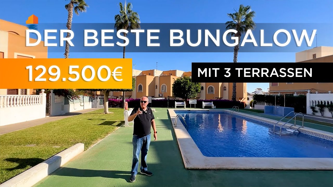 Immobilie in Spanien 🌴 Bungalow mit Garage und Gemeinschaftspool in Meeresnähe, Torre La Mata