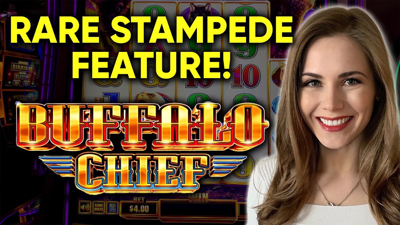 SUPER RARE STAMPEDE FEATURE! Buffalo Chief Slot Machine! BONUS!