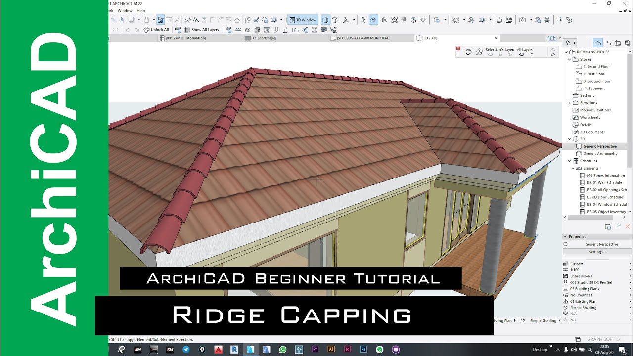 ArchiCAD Beginner Tutorial | Ridge Capping and Roof Decor