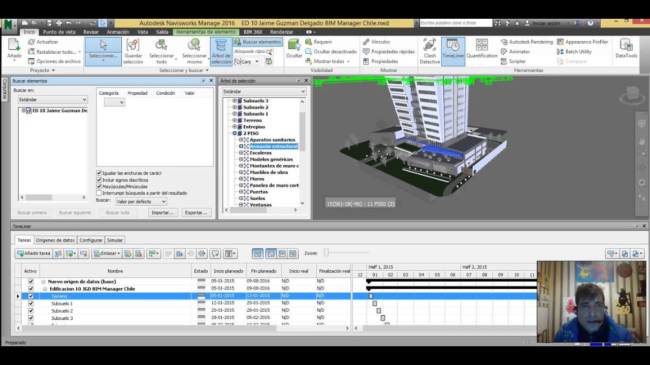 Navisworks Cap20 TimeLiner Enlazando elementos en Tareas Jaime Guzman Delgado BIM Manager Chile
