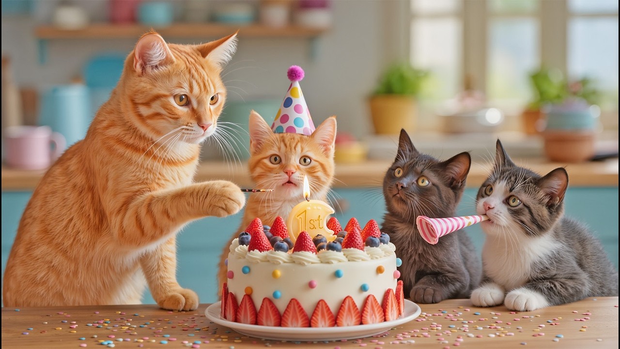 Mom Cat Picks Fresh Strawberries & Eggs🥚Bakes Ginger Kitten's Birthday Cake+Rescues Adorable Animals