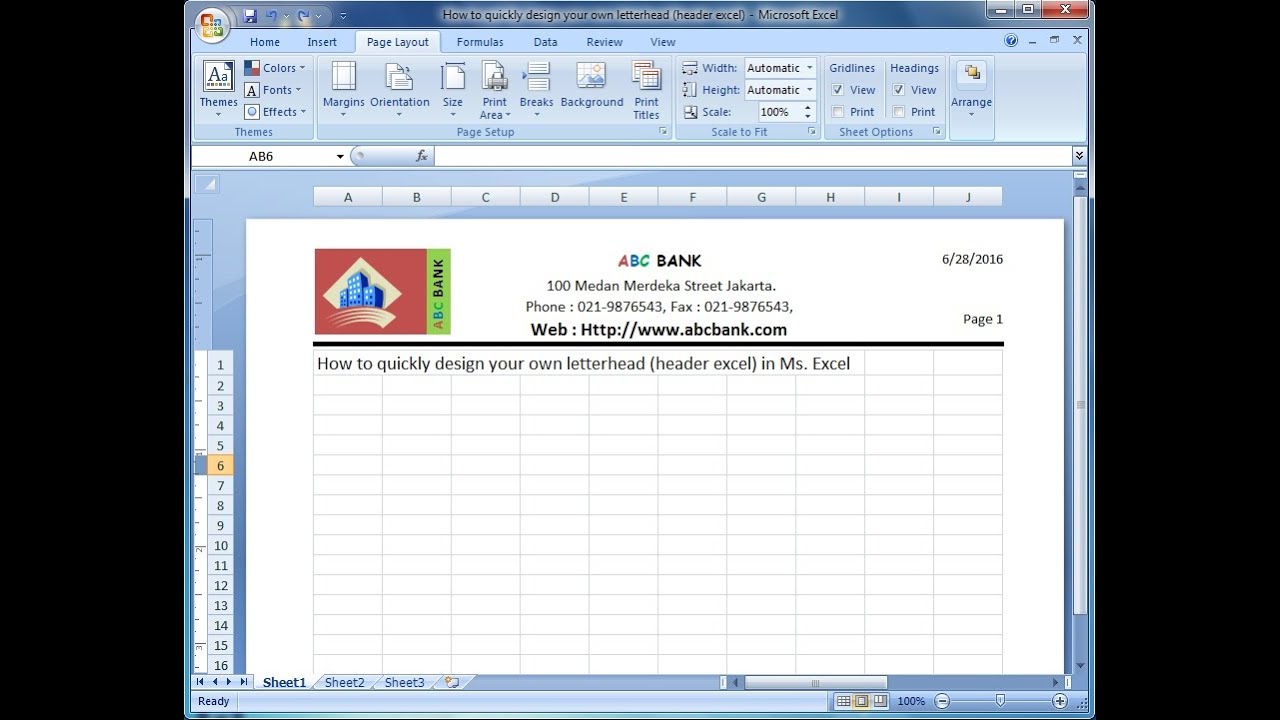 Microsoft excel training |How to Quickly Design Your Own Letterhead (Excel Header) in MS Excel