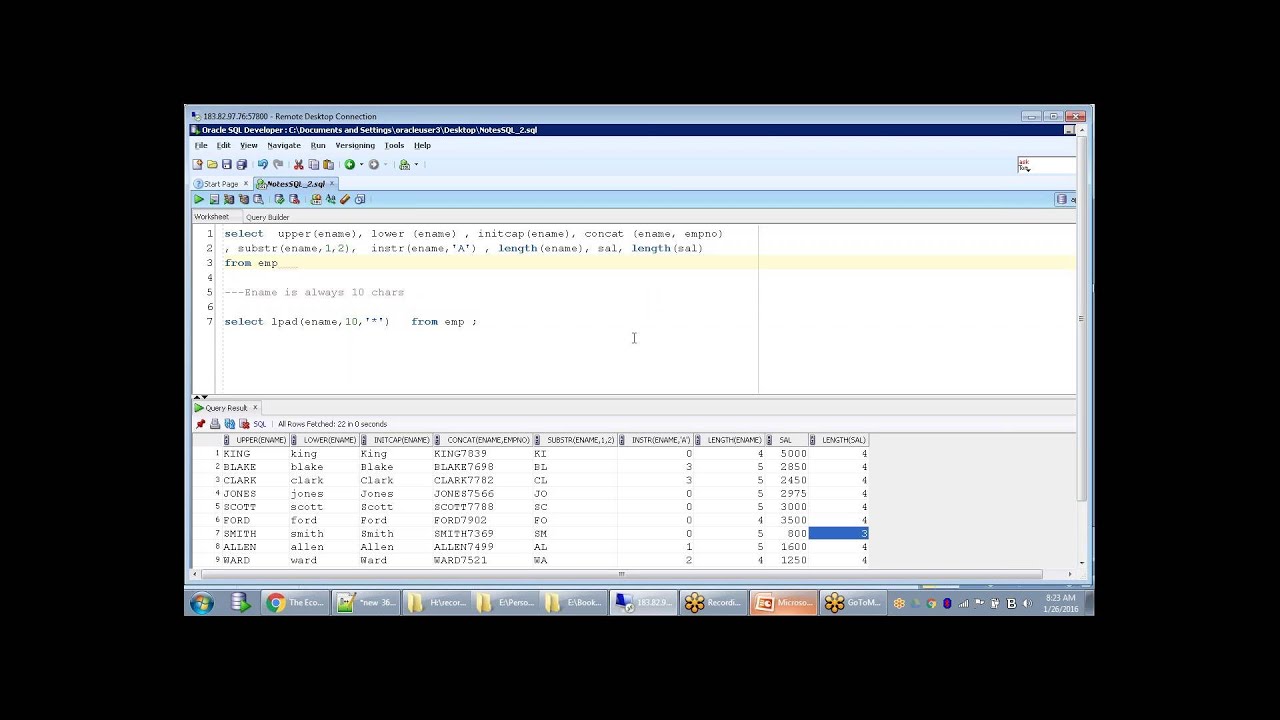 SQL - Single Row Function