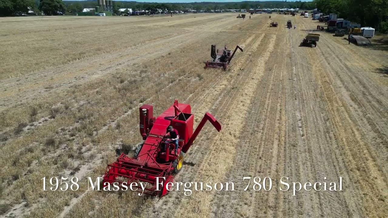 Weeting Steam Rally 2025 Vintage Combine Harvesters a Massey 780 Cutting Harvest Field Drone Footage