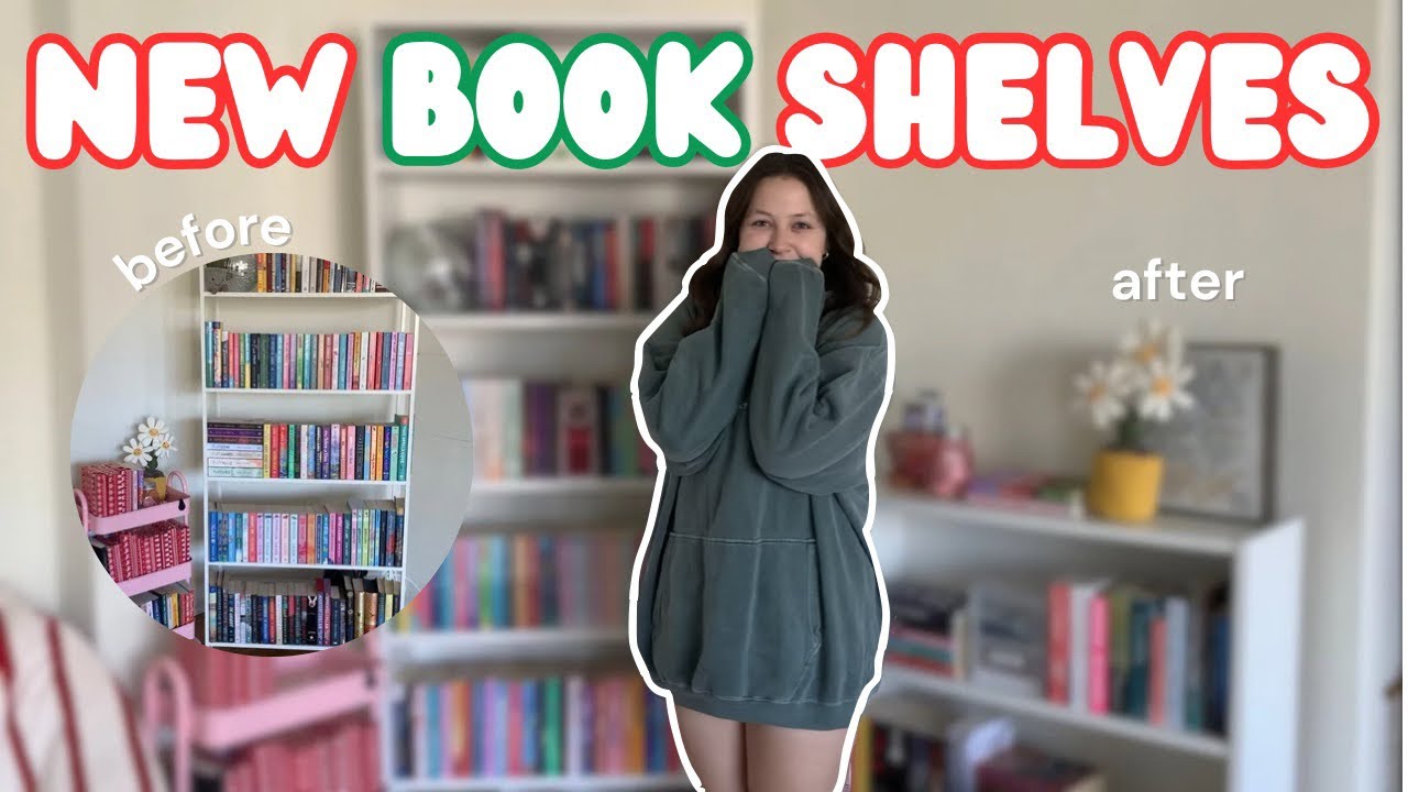 new bookshelf tour | organize + decorate my new bookshelves with me!! 💌📚❄️ bookmas day 4