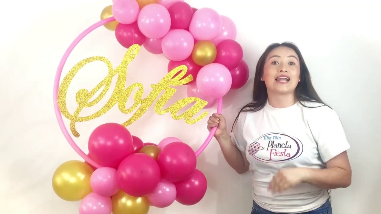 Como hacer una decoración con globos con una Ula Ula o aro, decoración con globos