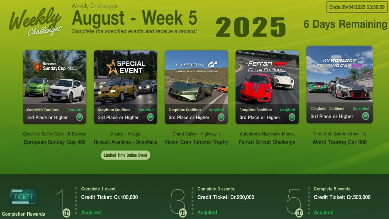 GT7|Weekly Challenges|August - Week 5|Cars & Setups(1.62)
