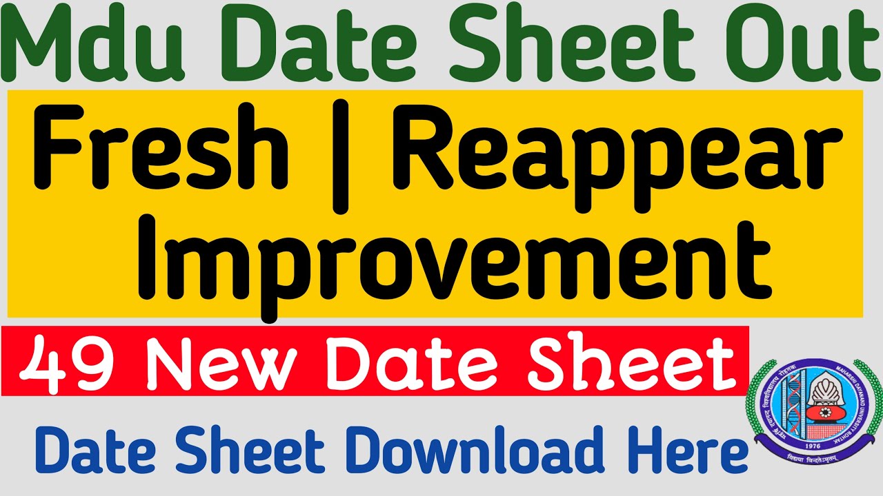 Mdu Exam Date sheet || Mdu Exams 2022 || mdu date sheet 2022 || Mdu exam latest date sheet 2022