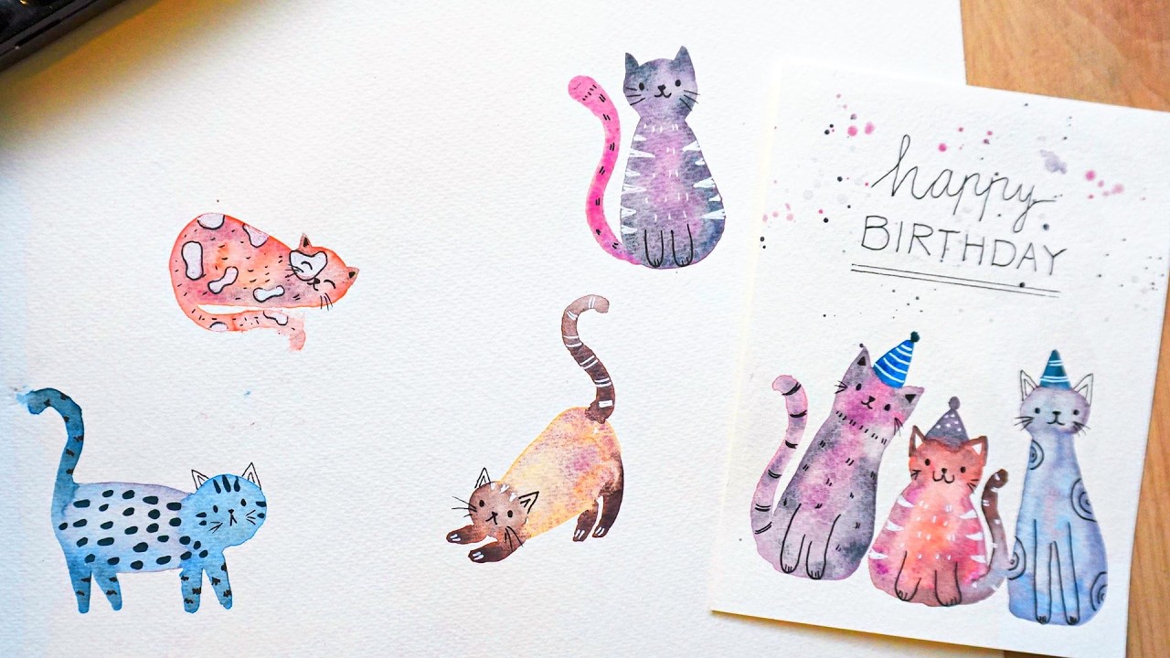Katzen als Anfänger malen - Einfache Aquarell Anleitung