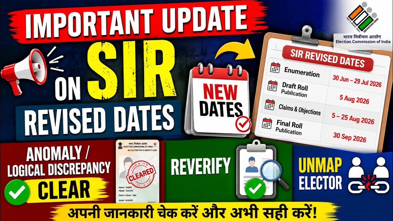 SIR Revised Dates Update | Anomaly / Logical Discrepancy Clear | Reverify & Unmap Elector Process
