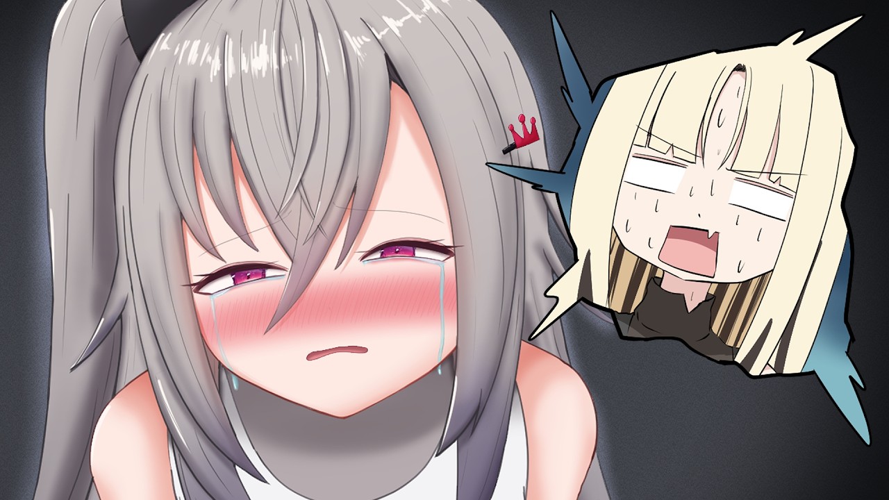 【手描き】ニコたんとホラゲ中に可愛いすぎる上目遣いをするリオナ【響咲リオナ/虎金妃笑虎/ホロライブ切り抜き】