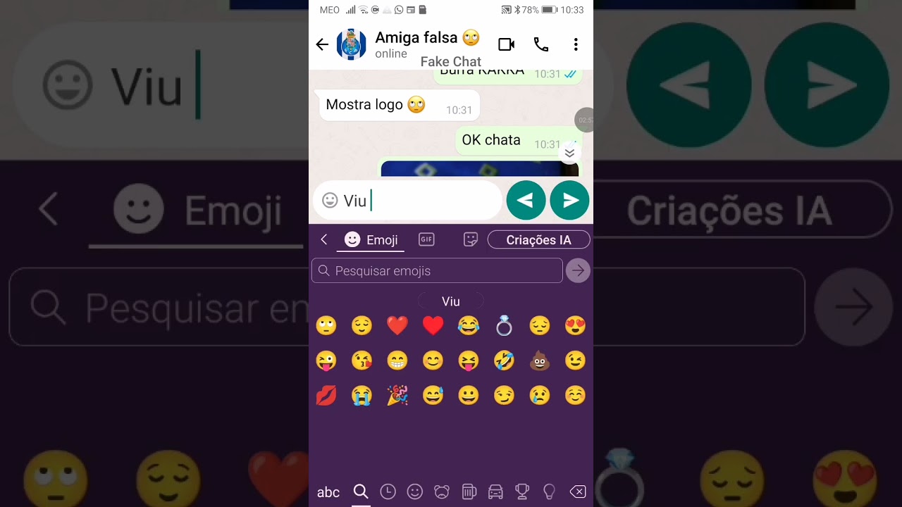 Amiga falsa whatsapp fake 🙄 😂 🤣 🙄 