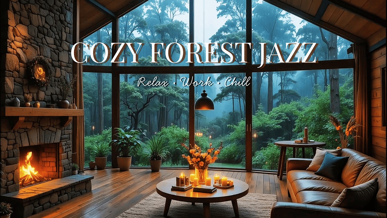 Warm Fireplace Jazz in the Forest 🌲 Cozy Smooth Jazz for Focus & Relax