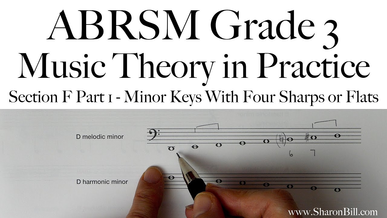 ABRSM, 3 класс, теория музыки, раздел F, часть 1, минорные тональности с четырьмя диезами или бем...