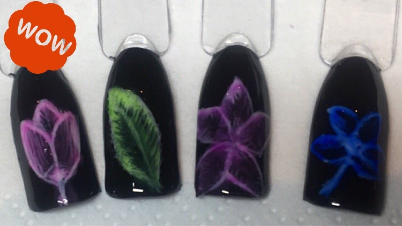 Floral Gel Nail Art Polish Tutorial - Air flower