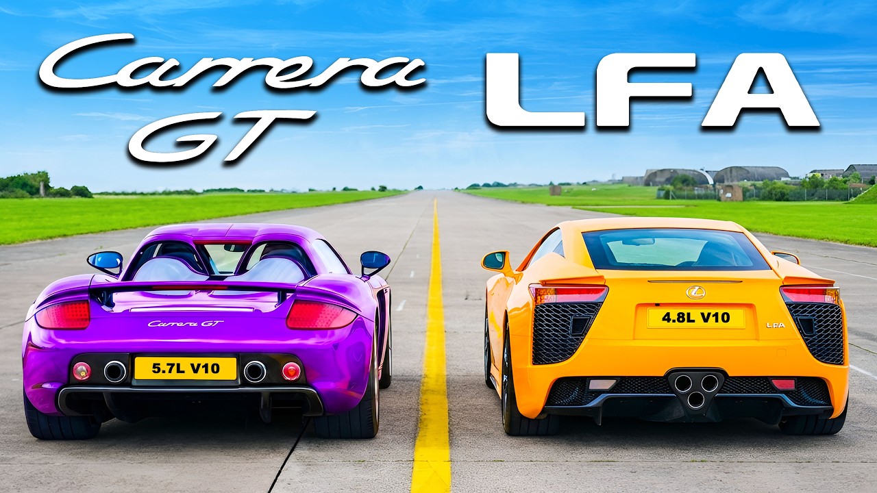 Самый захватывающий по звучанию заезд в истории? Porsche Carrera GT против Lexus LFA